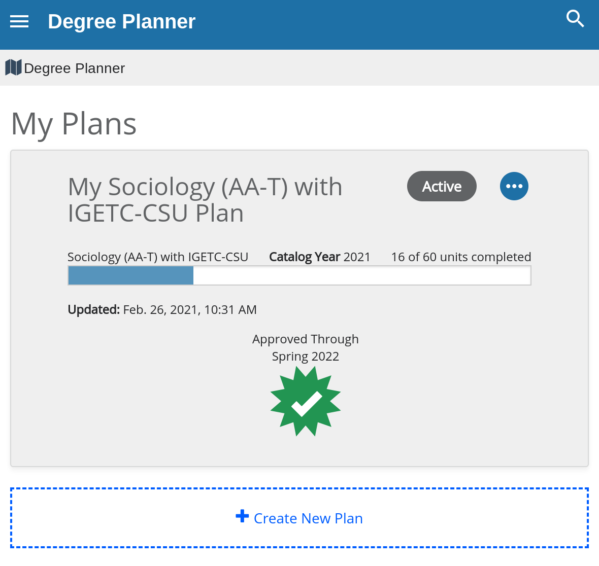 Degree Planner Page